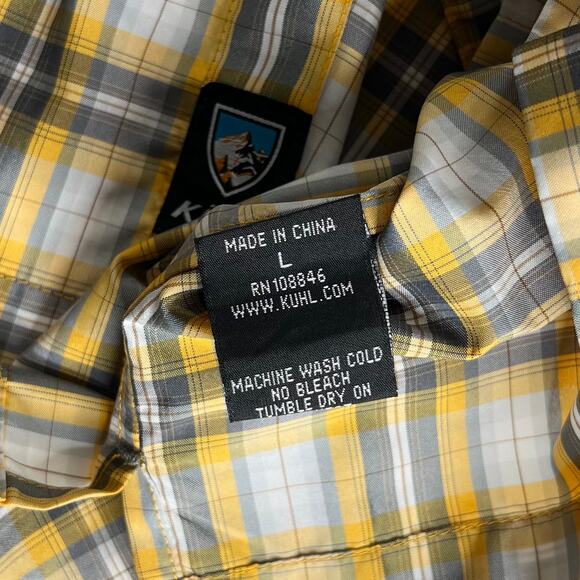 Kuhl Short Sleeve Lightweight Plaid Collared Pearl Snap Front Shirt Size Large - Picture 9 of 9